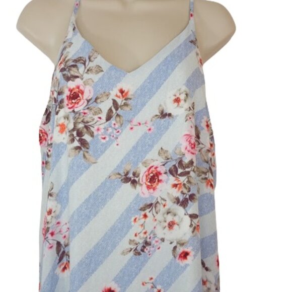 Sweet Olive Womens Maxi Dress Blue Pink Floral Striped Cut Out M New - Picture 3 of 5